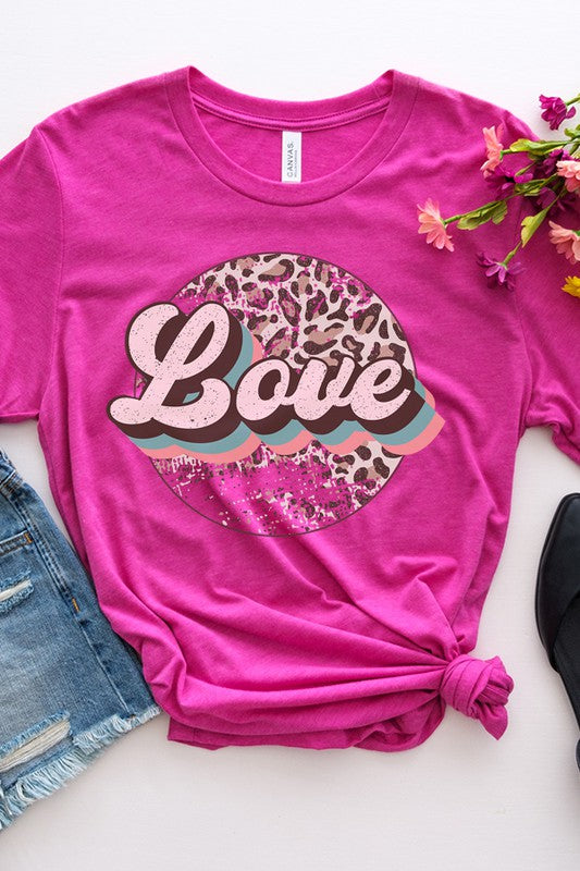 Speckled Leopard Circle Tee Valentine's Day Unisex Bella Canvas