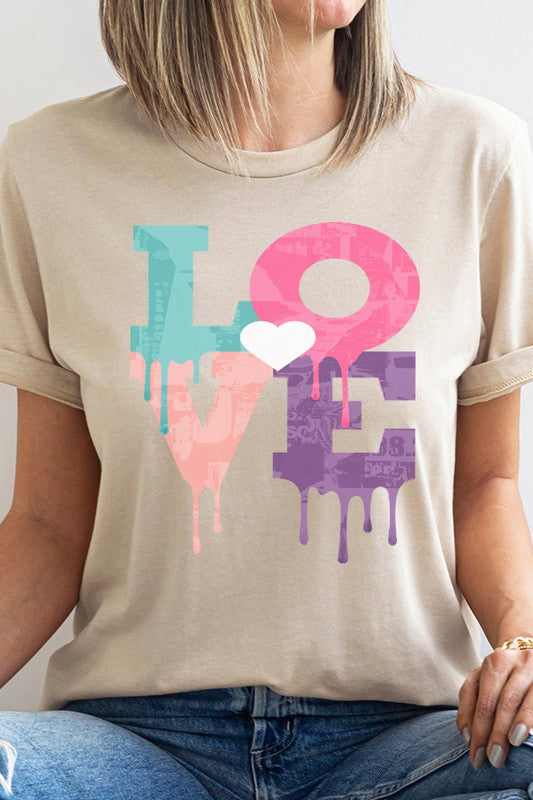 Dripping Love Graphic Valentine's Day Tee Bella Canvas Unisex