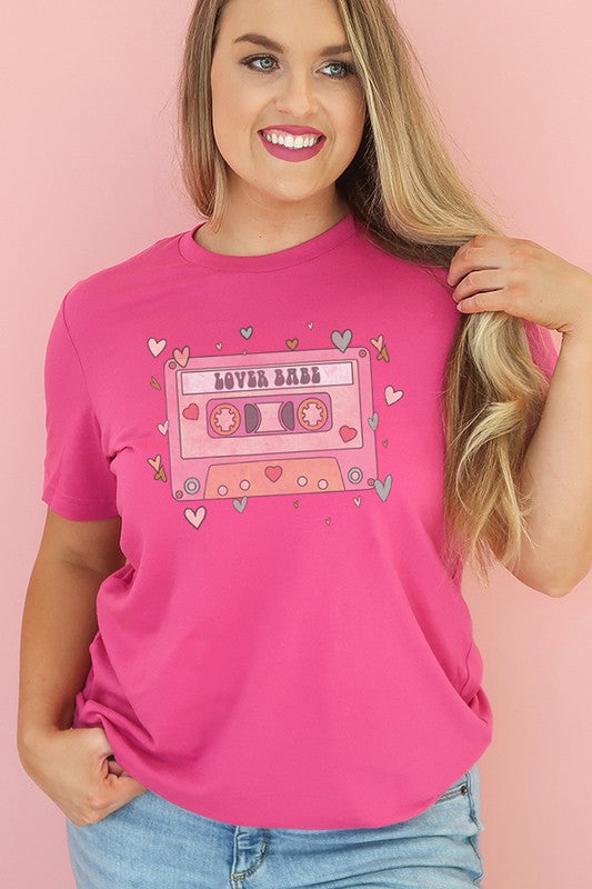 Valentine's Day Lover Babe Tape Graphic Tee Bella Canvas