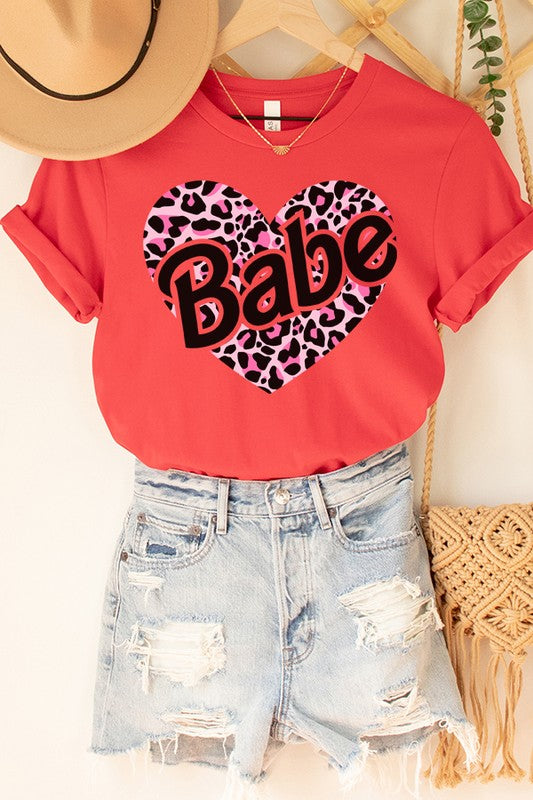 Valentine's Day Babe Leopard Heart Tee Unisex T-Shirt Bella Canvas