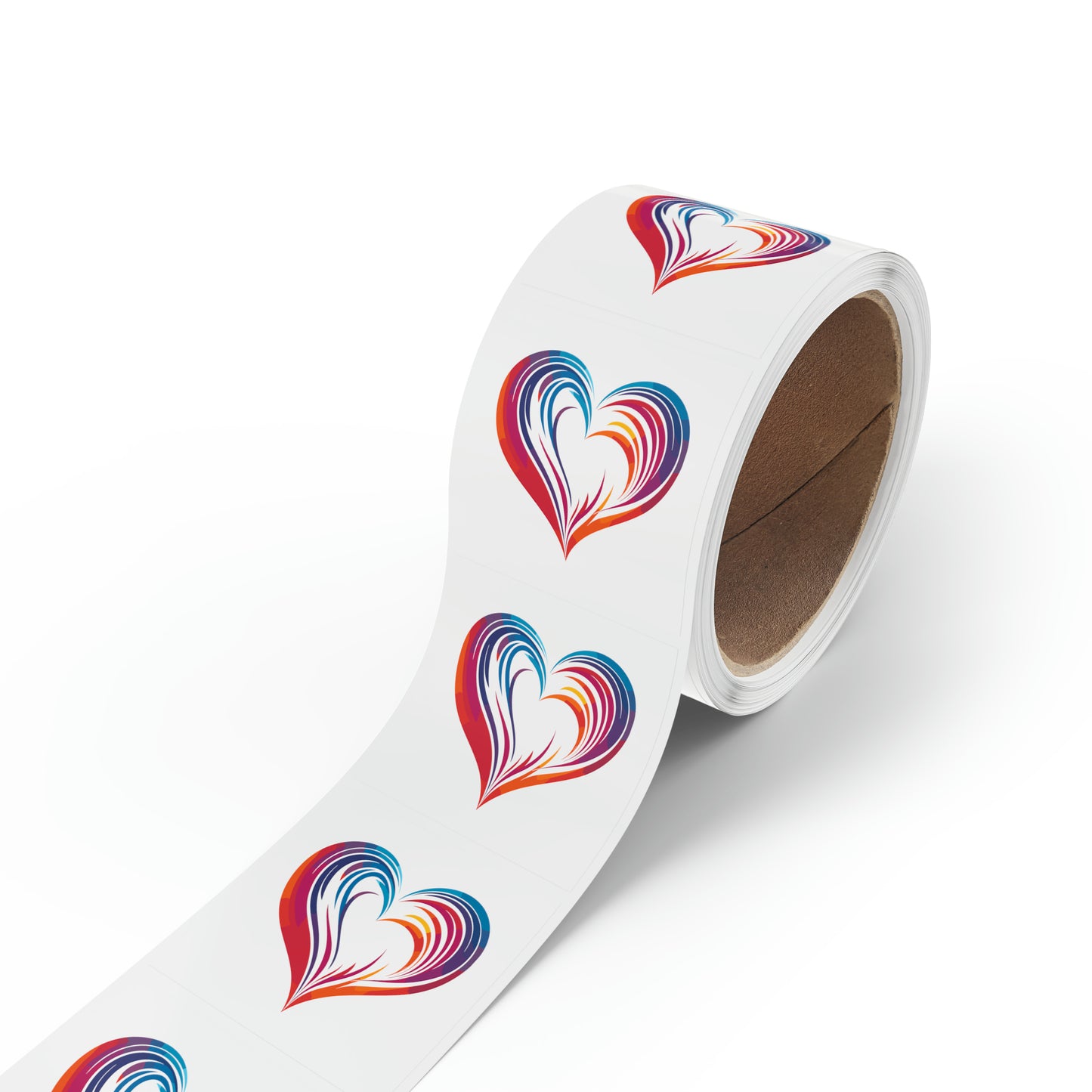 Valentine's day multi color heart shape Square Sticker Label Rolls