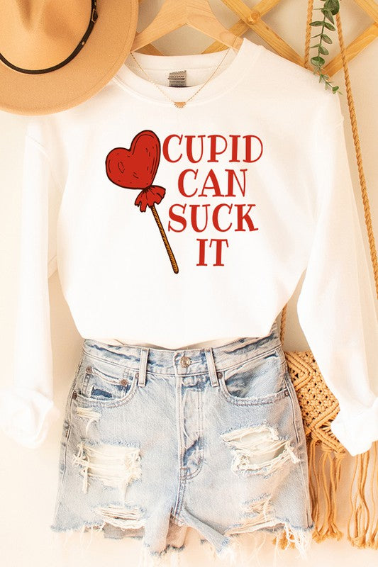 Valentine's Day Cupid Can Suck It Sweatshirt Unisex Gildan