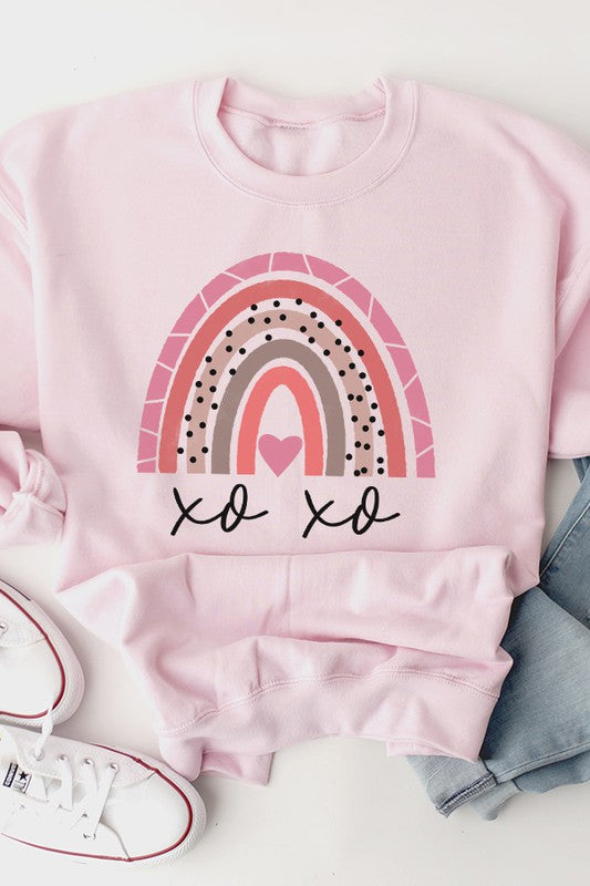Valentine's Day XoXo Rainbow Sweatshirt Unisex Gildan