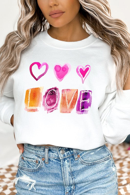 Valentine's Day Watercolor Love Sweatshirt Gildan Unisex