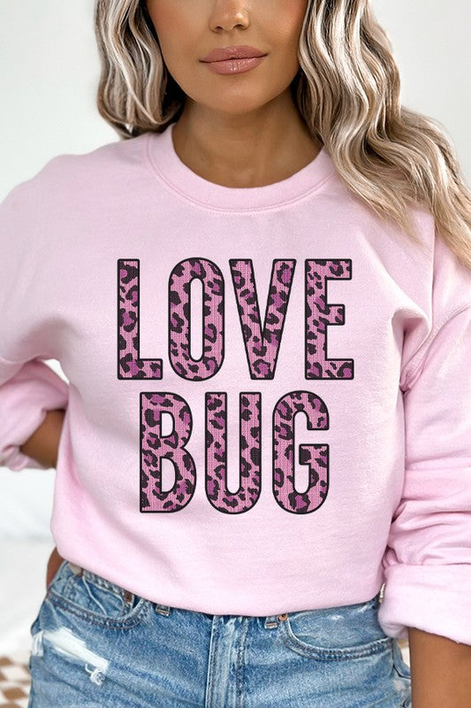Valentine's Day Leopard Pig Love Bug Sweatshirt Unisex Gildan