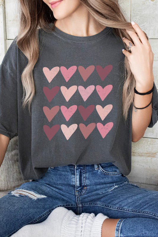 Pink Hearts Valentine's Day Comfort Colors Shirt