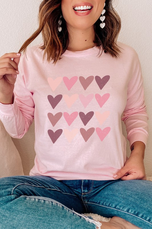 Pink Hearts Valentine's Day Long Sleeve Shirt
