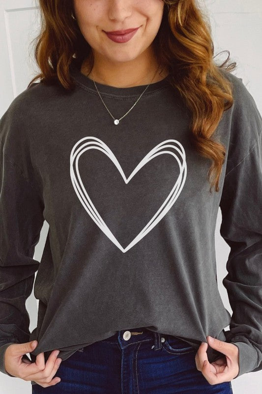 Heart Valentine's Day Comfort Colors Long Sleeve