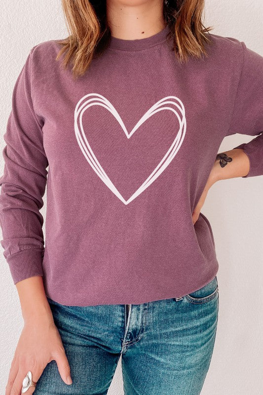 Heart Valentine's Day Comfort Colors Long Sleeve