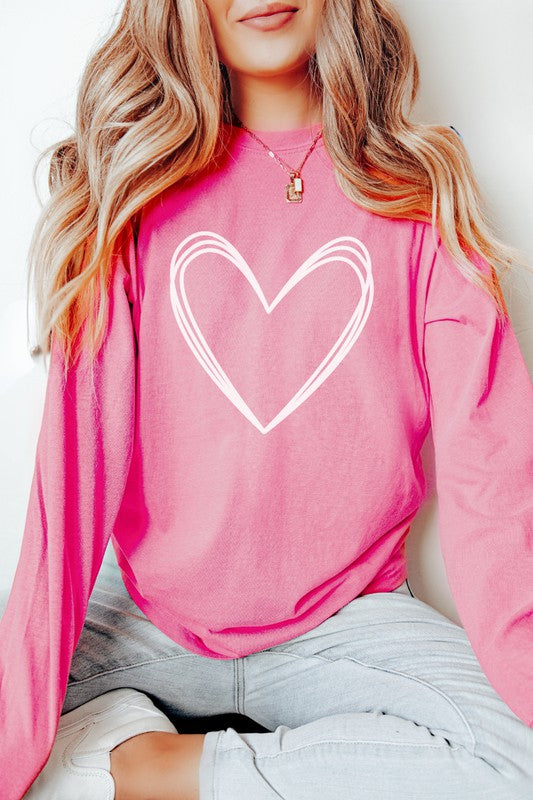 Heart Valentine's Day Comfort Colors Long Sleeve