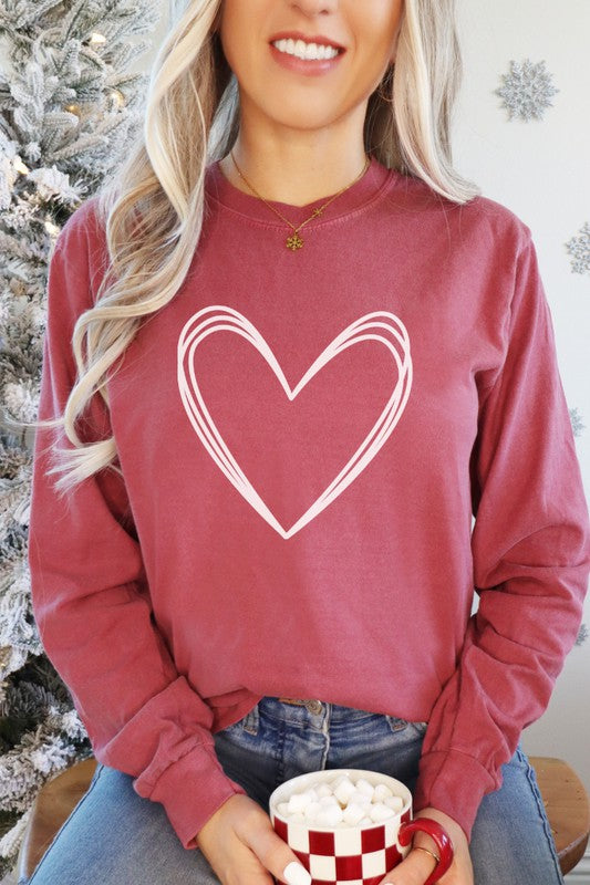 Heart Valentine's Day Comfort Colors Long Sleeve