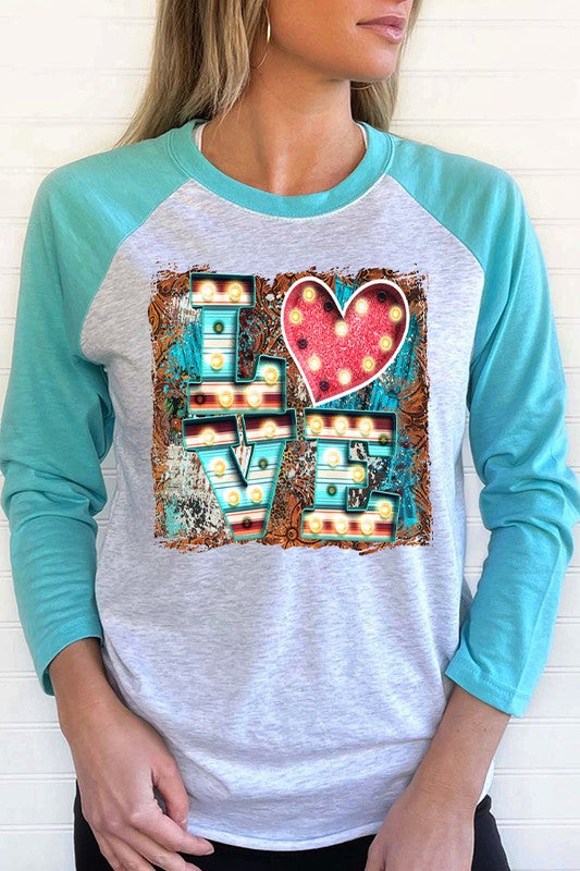 Valentine's Day Love Aztec Block Raglan Unisex T-Shirt