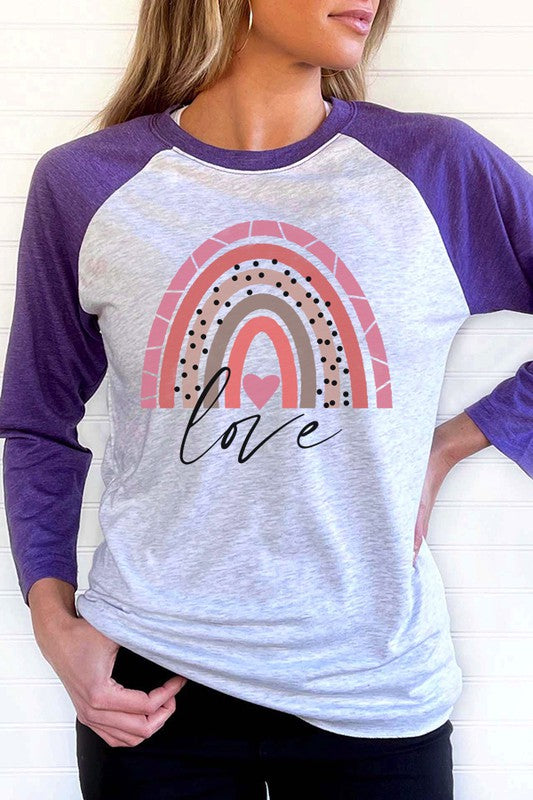 Love Rainbow Raglan 3/4 Sleeve T-Shirt Next Level