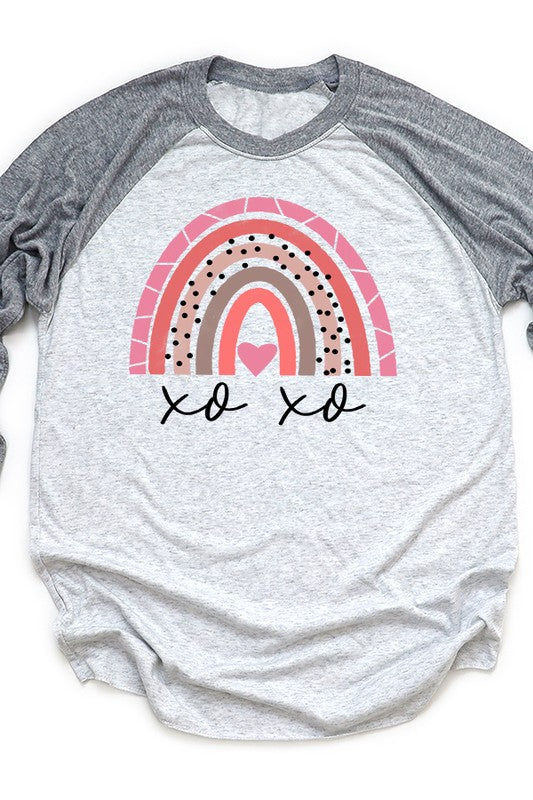 XoXo Rainbow Raglan 3/4 Sleeve T-Shirt Next Level