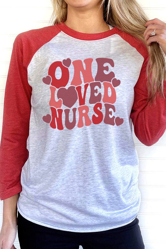 Valentine's Day One Loved Nurse Raglan T-Shirt