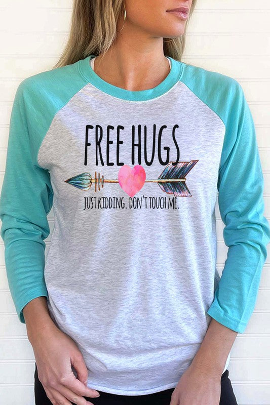 Valentine's Day Raglan Free Hugs Just Kidding Unisex T-Shirt