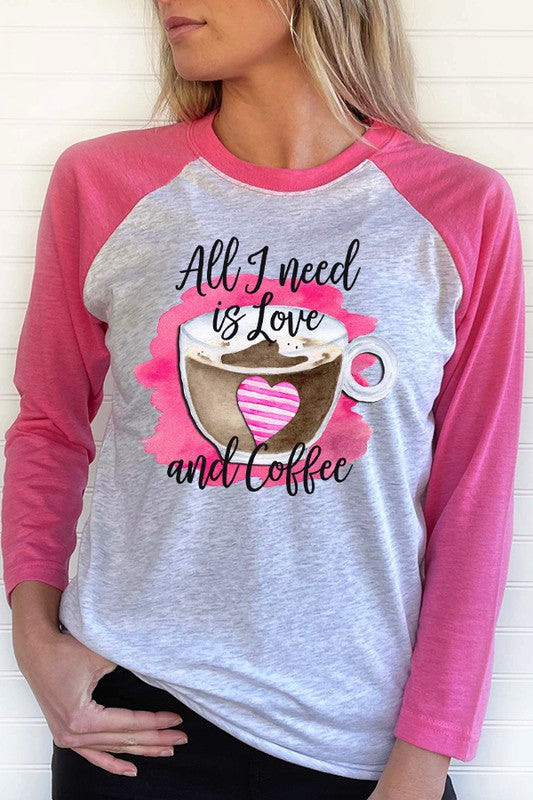 Love and Coffee Raglan Unisex T-Shirt Valentine's Day