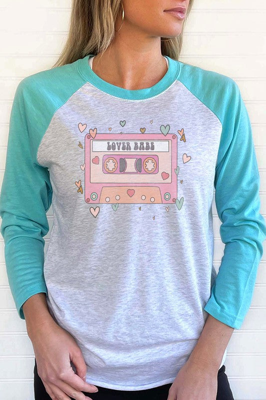 Valentine's Day Lover Babe Tape Raglan T-Shirt