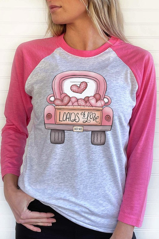 Pink Loads of Love Raglan T-Shirt Unisex