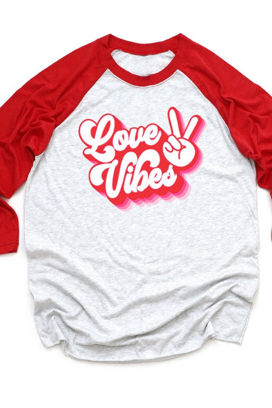 Valentine's Day Red Love Vibes Raglan T-Shirt