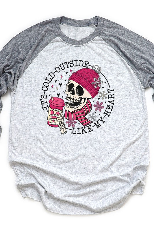 Valentine's Day Cold Outside Like My Heart Raglan Unisex T-Shirt