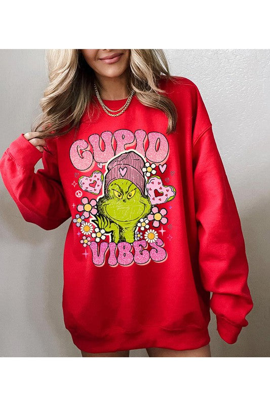Unisex Fleece Sweatshirt Cupid Vibes Graphic Tee