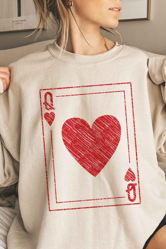 Queen Of Hearts Valentines Oversized Sweatshirt