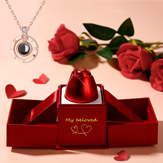 Metal Rose Necklace Jewelry Gift Box For Wedding Girlfriend