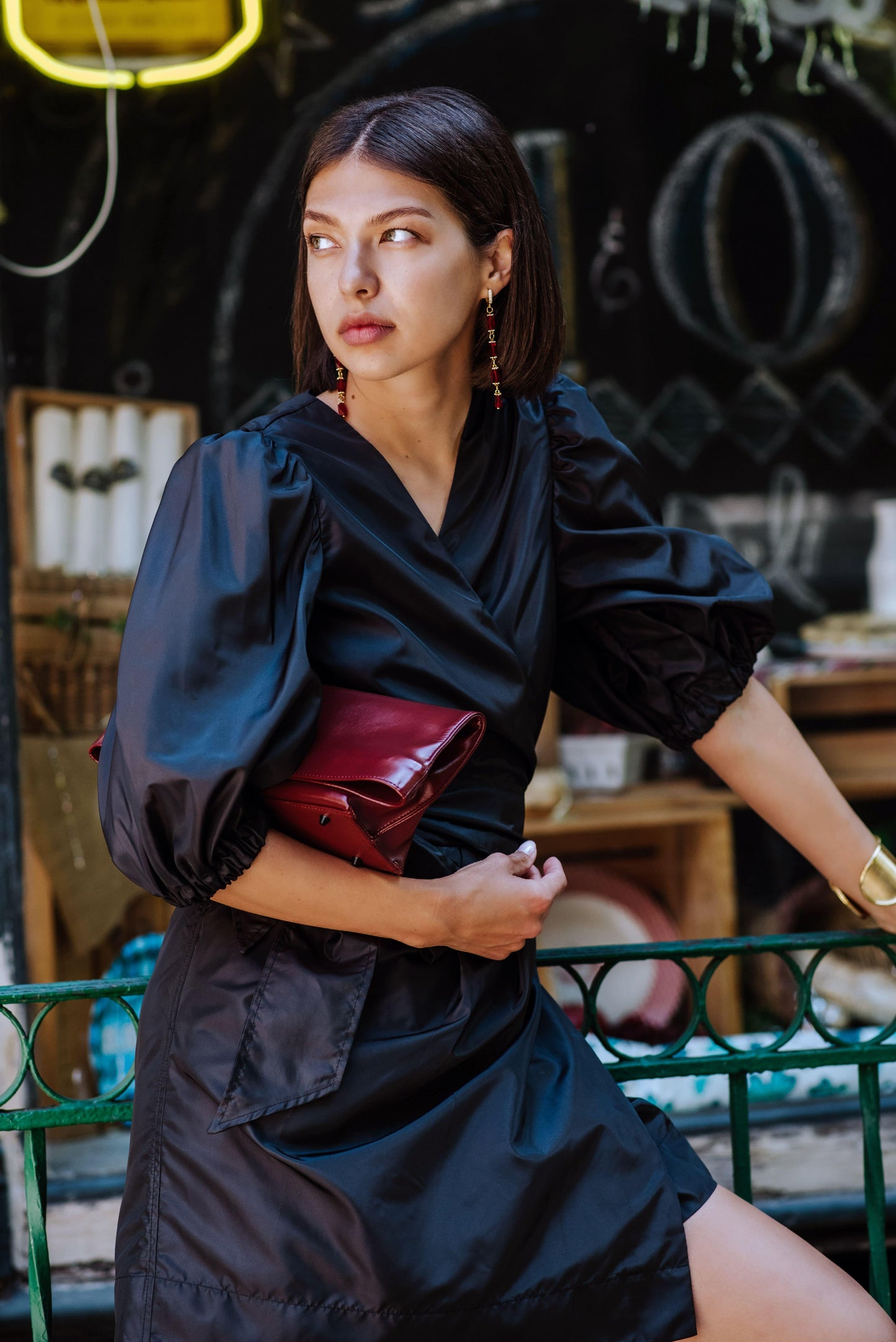 Black Lusso Elegant Wrap Dress Le Réussi