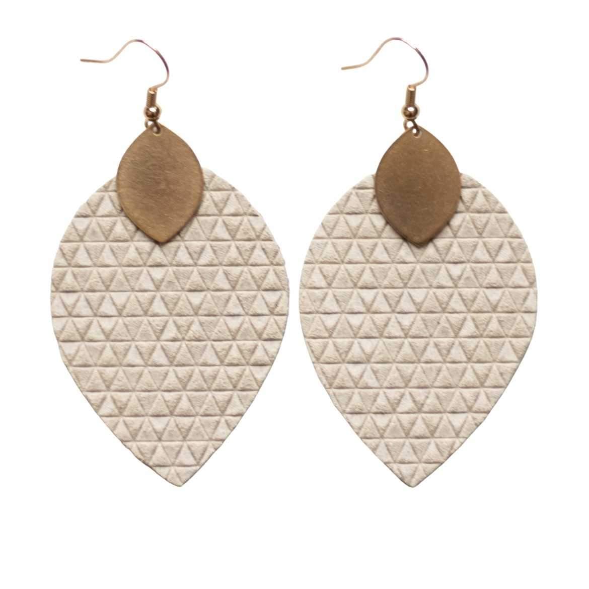 Leather Textured Mini and Medium Statement Earrings Cotton Cora