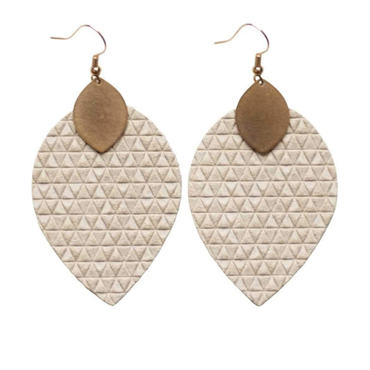 Leather Textured Mini and Medium Statement Earrings Cotton Cora