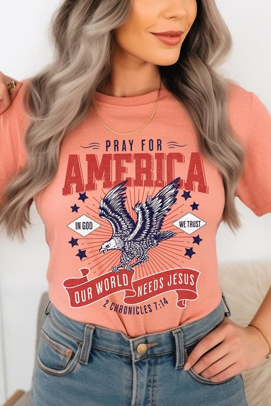 Christian Graphic Eagle Pray For America T Shirts Unisex