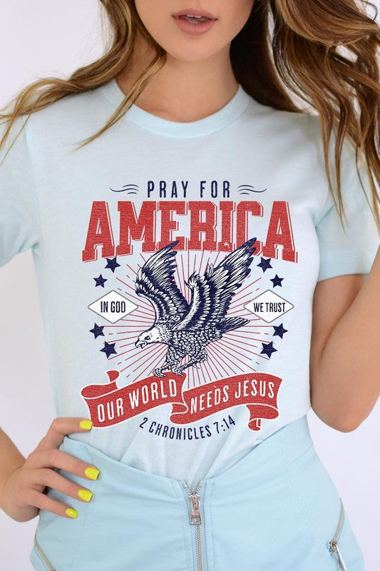 Christian Graphic Eagle Pray For America T Shirts Unisex
