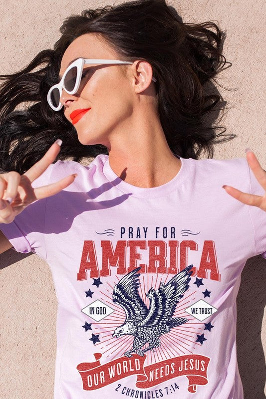 Christian Graphic Eagle Pray For America T Shirts Unisex
