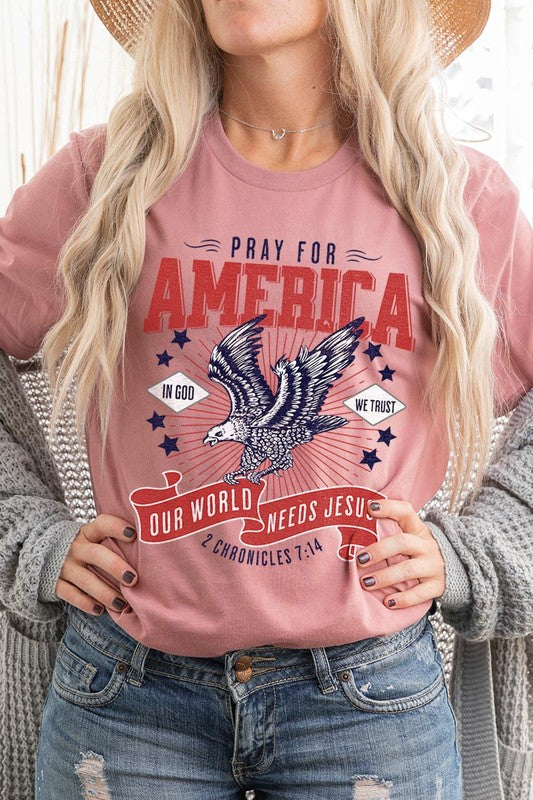 Christian Graphic Eagle Pray For America T Shirts Unisex