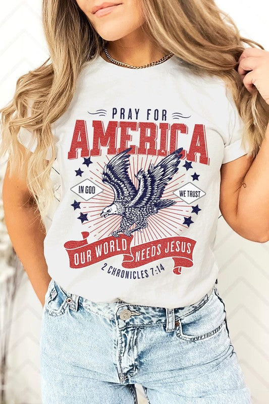 Christian Graphic Eagle Pray For America T Shirts Unisex