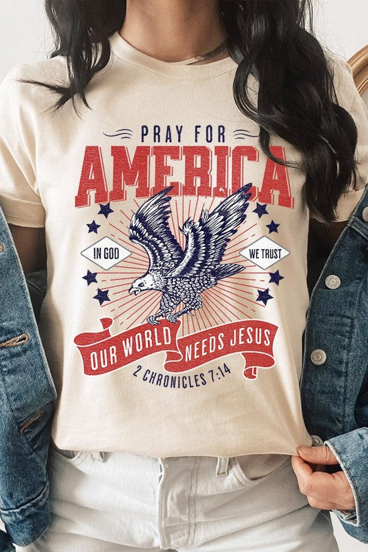 Christian Graphic Eagle Pray For America T Shirts Unisex
