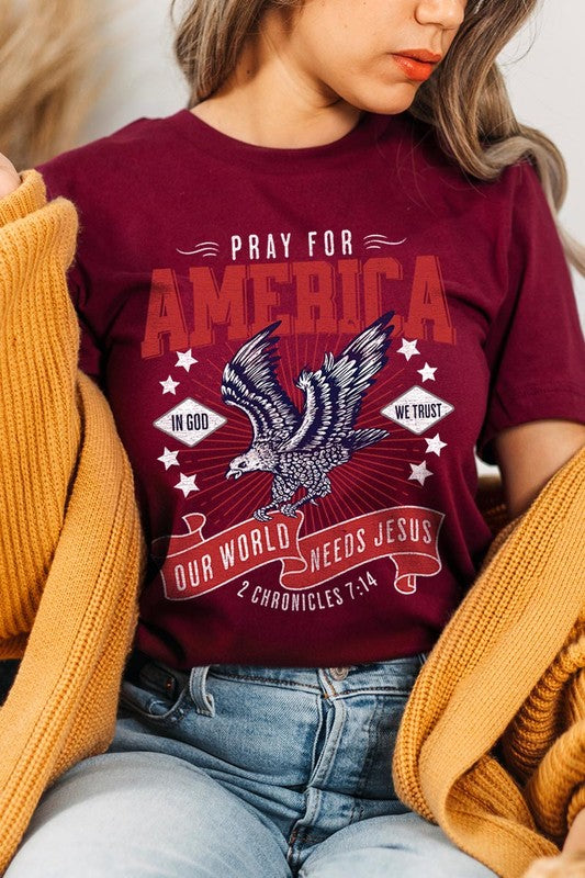 Christian Graphic Eagle Pray For America T Shirts Unisex