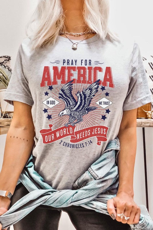 Christian Graphic Eagle Pray For America T Shirts Unisex
