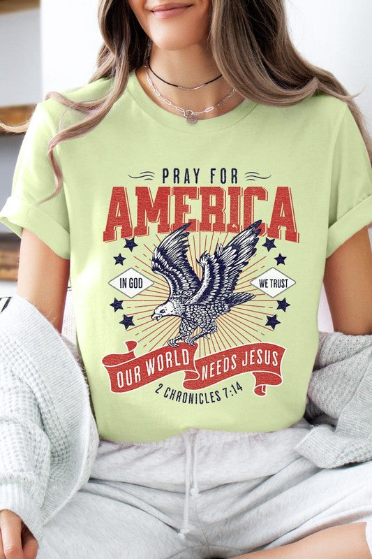 Christian Graphic Eagle Pray For America T Shirts Unisex