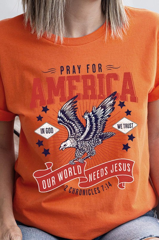 Christian Graphic Eagle Pray For America T Shirts Unisex