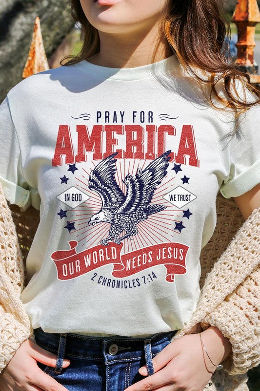 Christian Graphic Eagle Pray For America T Shirts Unisex