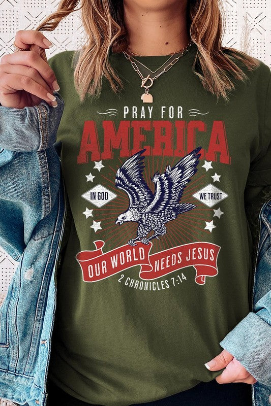 Christian Graphic Eagle Pray For America T Shirts Unisex