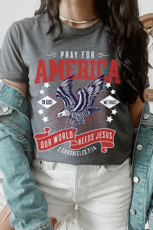 Christian Graphic Eagle Pray For America T Shirts Unisex