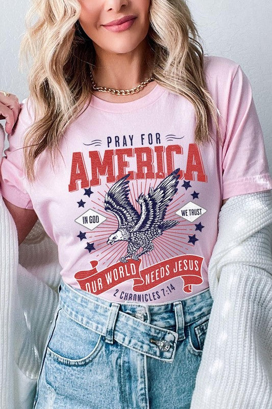 Christian Graphic Eagle Pray For America T Shirts Unisex