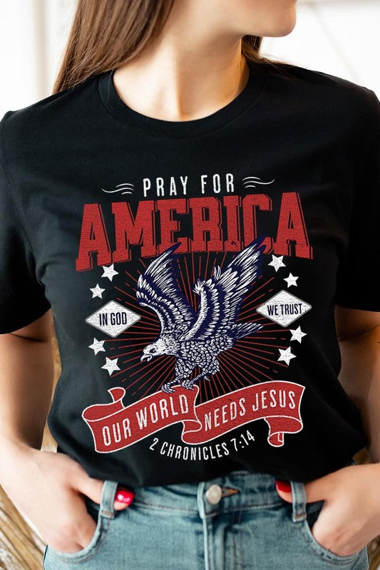 Christian Graphic Eagle Pray For America T Shirts Unisex