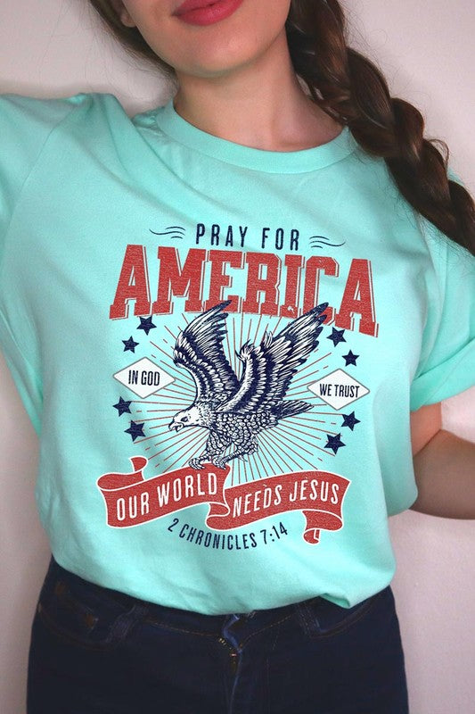 Christian Graphic Eagle Pray For America T Shirts Unisex