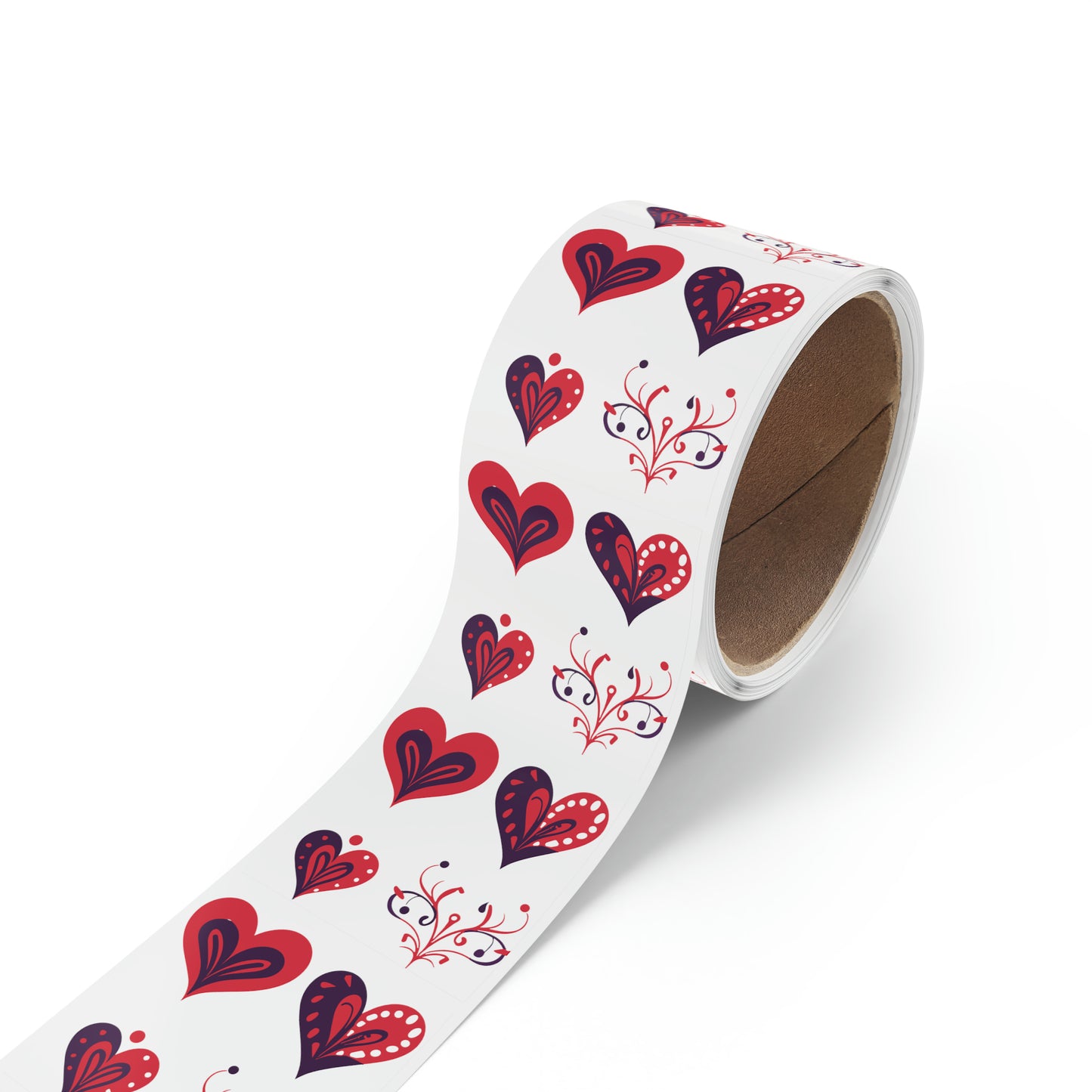 Valentine's day red hearts Square Sticker Label Roll