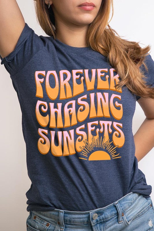 Summer Graphic T Shirts Unisex Crew Neck Forever Chasing Sunsets