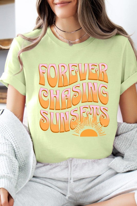 Summer Graphic T Shirts Unisex Crew Neck Forever Chasing Sunsets